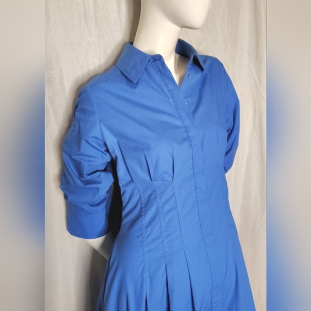 Elie Tahari Megan Markle Button Down French Blue Shirt  Midi Dress Sz 6 - Picture 4 of 16
